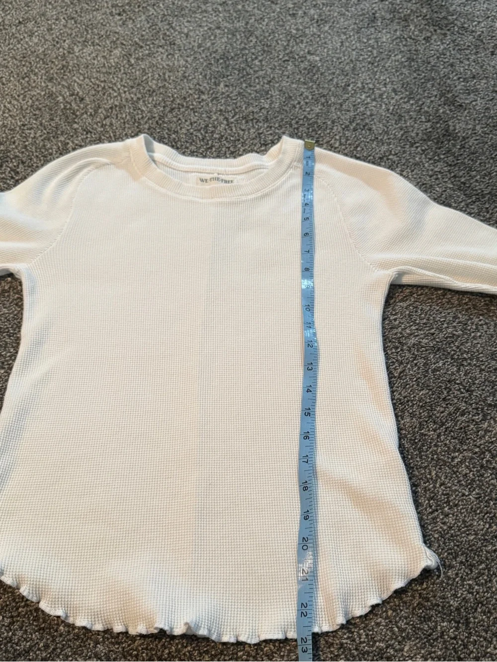 We The Free White Ribbed Long Sleeve Lettuce Hem Top